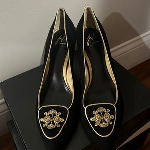 Black heel with gold detail size 9